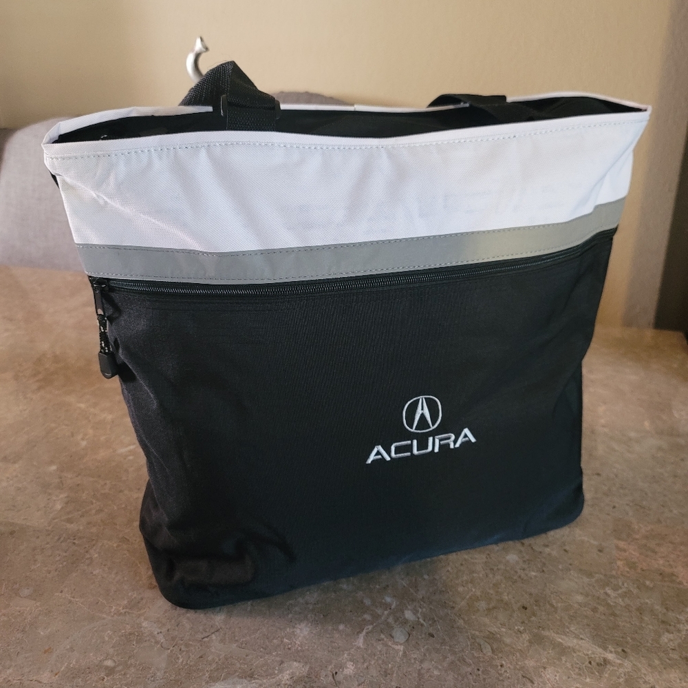New Acura Nylon tote bag unisex, color white/Black reflective with Acura logo